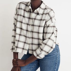 MADEWELL Flannel Dolman Crop Shirt in Plaid - Size Large